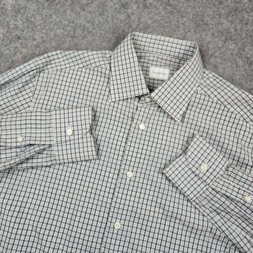 Ermenegildo Zegna‎ Dress Shirt Mens 42 16.5 Plaid Check Button Down Luxury